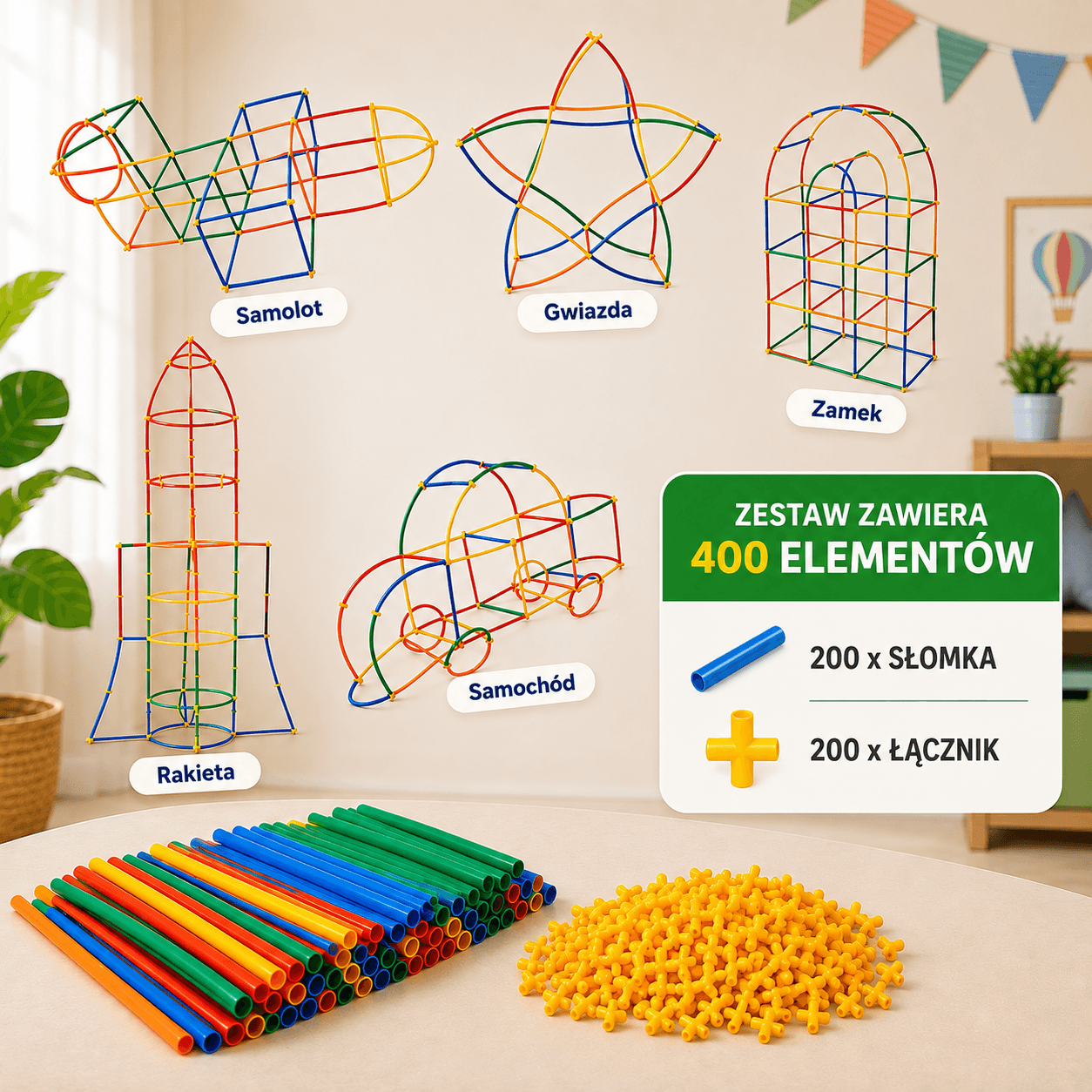 Buildix - Duży Kreatywny Zestaw Konstrukcyjny 400 elementów