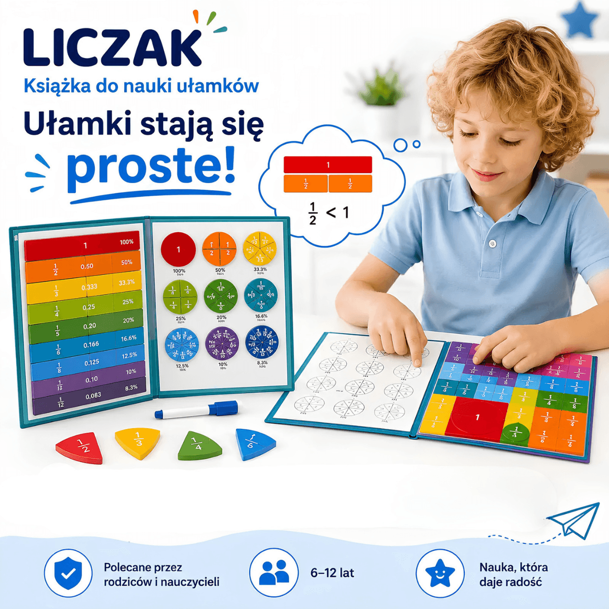 Liczak - książka do nauki ułamków Montessori